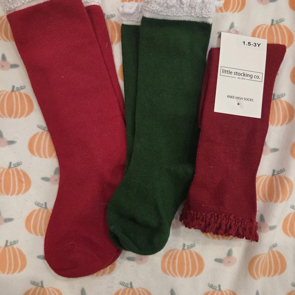 Little Stocking Co. Red and Green Knee High Socks